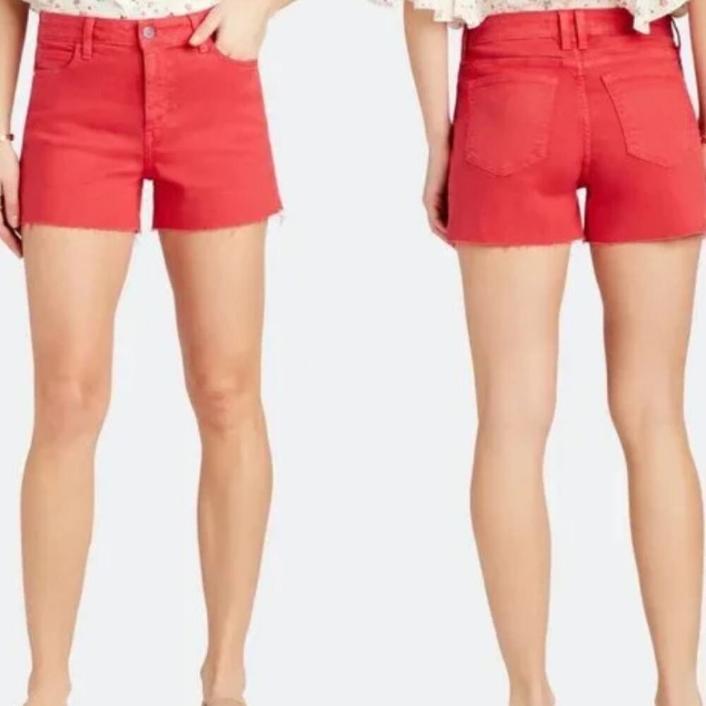 NWT Sam Edelman The Stilleto High Rise Cutoff Shorts in Cherry Sz 6 - Picture 2 of 8